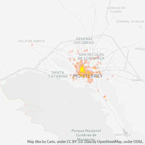 64460 Mapa de calor de densidad empresarial