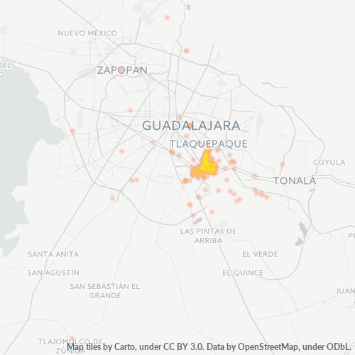 45560 Mapa de calor de densidad empresarial