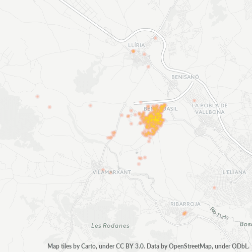 Mapa de calor para código postal 46180