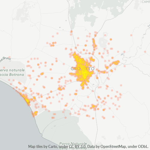 58100 Mappa di concentrazione per la densità di aziende