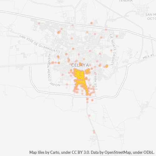 38090 Mapa de calor de densidad empresarial