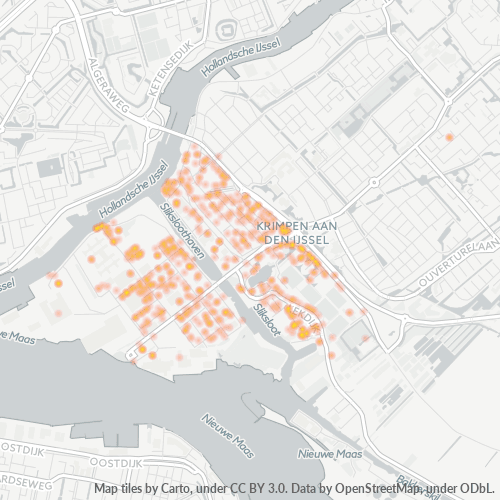 Heatmap voor postcode 2921
