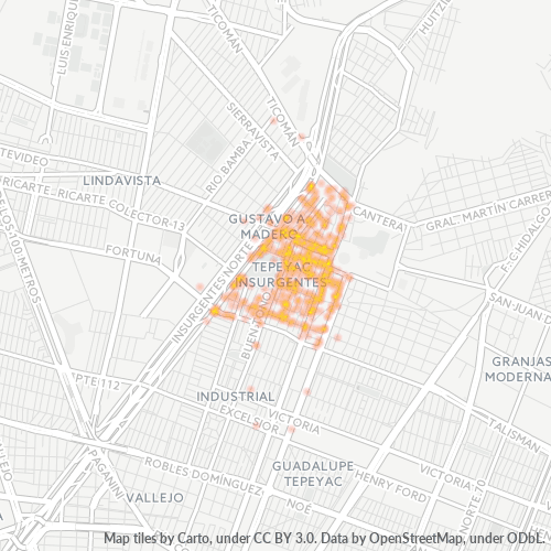 07020 Mapa de calor de densidad empresarial