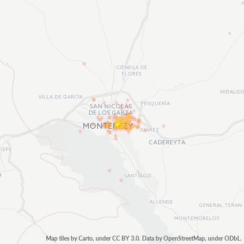 67100 Mapa de calor de densidad empresarial