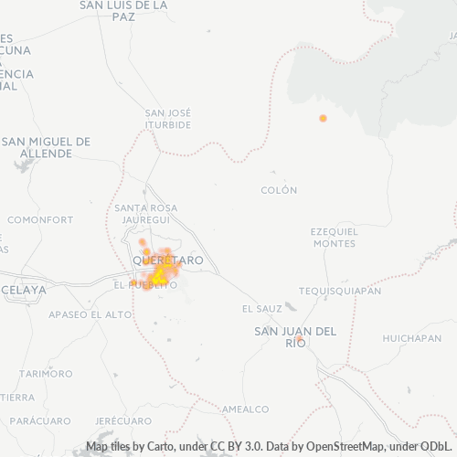 76190 Mapa de calor de densidad empresarial