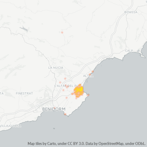 Mapa de calor para código postal 03581