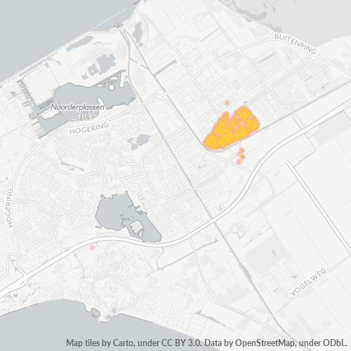 Heatmap voor postcode 1338