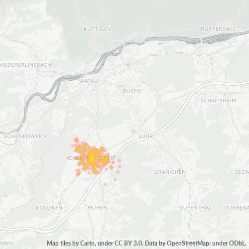 Carte de chaleur pour code postal 5036