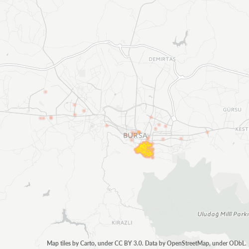 posta kodu 16360 için yoğunluk haritası