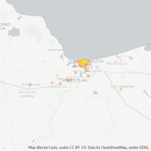 96400 Mapa de calor de densidad empresarial