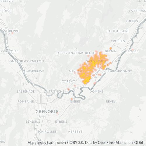 Carte de chaleur pour code postal 38330
