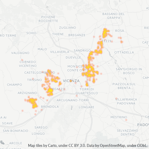 36050 Mappa di concentrazione per la densità di aziende