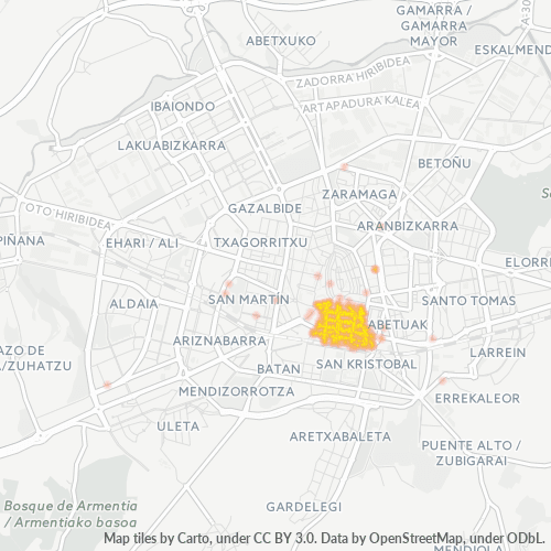 01005 Mapa de calor de densidad empresarial
