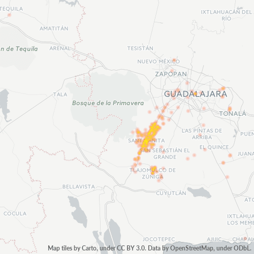 45645 Mapa de calor de densidad empresarial
