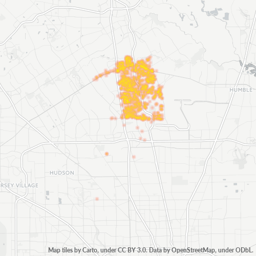77073 Business Density Heatmap