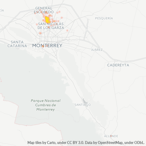 66055 Mapa de calor de densidad empresarial
