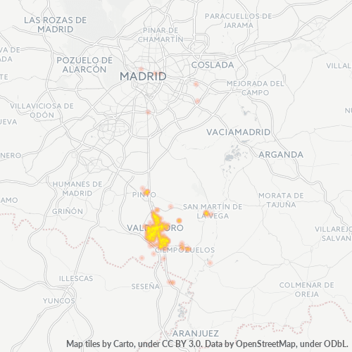 28341 Mapa de calor de densidad empresarial