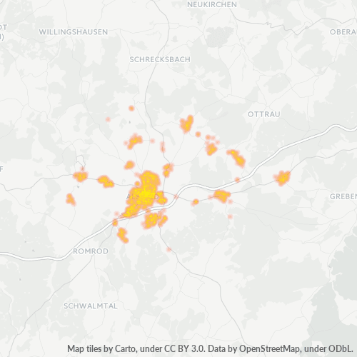 Heatmap für plz 36304
