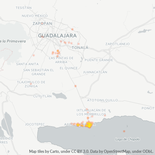 45900 Mapa de calor de densidad empresarial