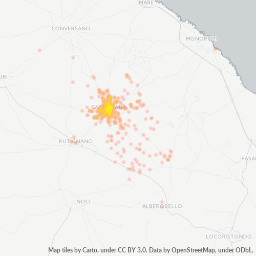 Mappa di calore per cap 70013