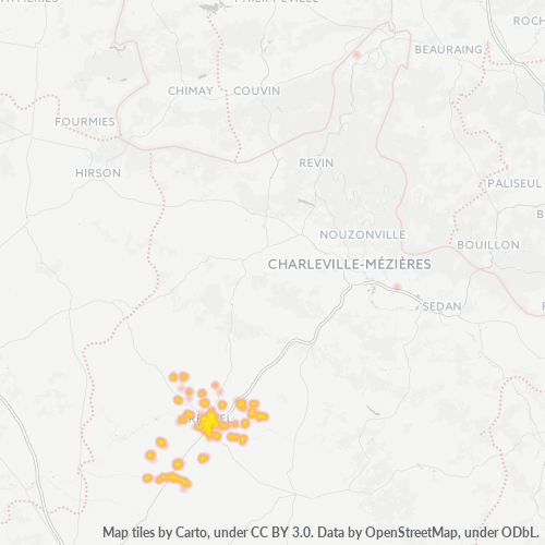 Carte de chaleur pour code postal 08300
