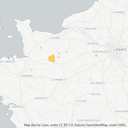 Carte de chaleur pour code postal 61600