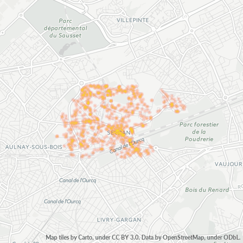 Carte de chaleur pour code postal 93270