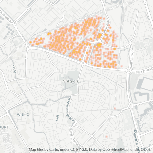 Heatmap voor postcode 3571