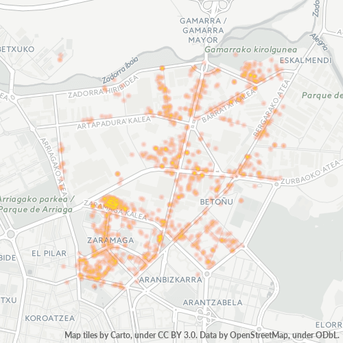 01013 Mapa de calor de densidad empresarial