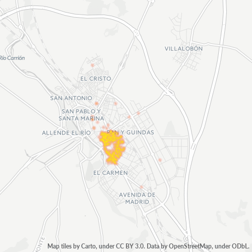 Mapa de calor para código postal 34002