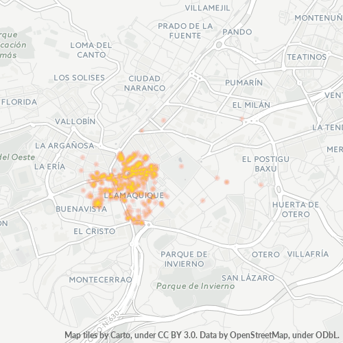 33005 Mapa de calor de densidad empresarial