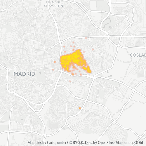 28017 Mapa de calor de densidad empresarial