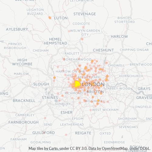 Heatmap for postal code W3