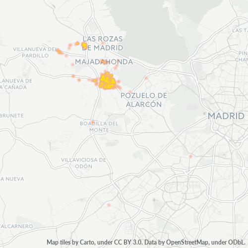 28222 Mapa de calor de densidad empresarial