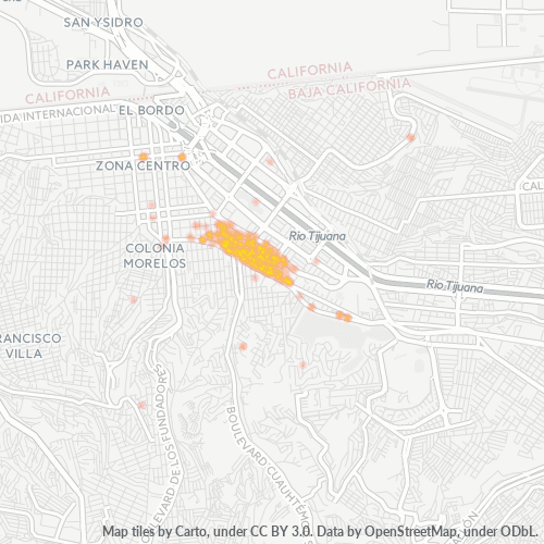 22015 Mapa de calor de densidad empresarial