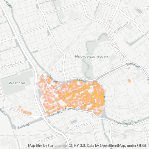 Heatmap voor postcode 9718
