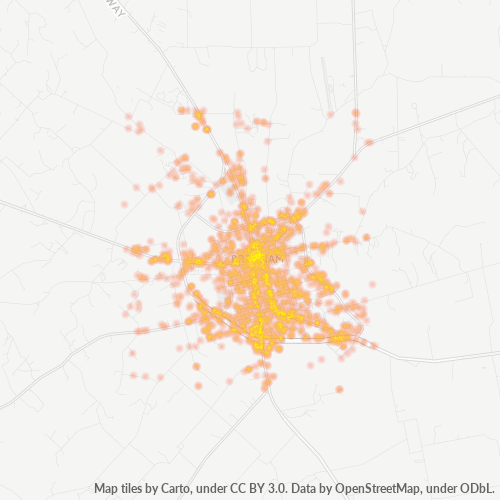 77833 Business Density Heatmap
