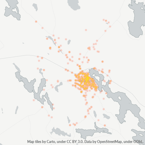 74700 Yritystiheys lämpökarttana