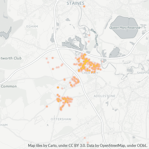 KT16 Business Density Heatmap