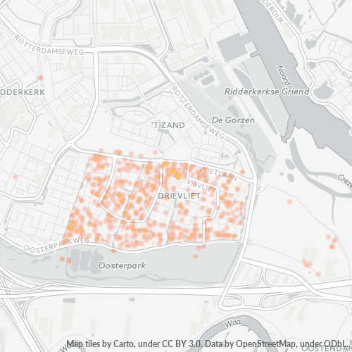 Heatmap voor postcode 2986