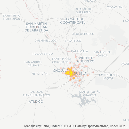 72170 Mapa de calor de densidad empresarial
