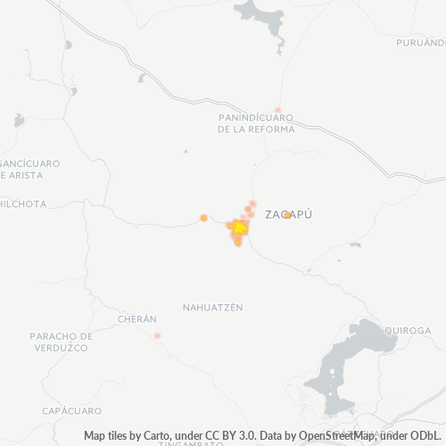 58600 Mapa de calor de densidad empresarial