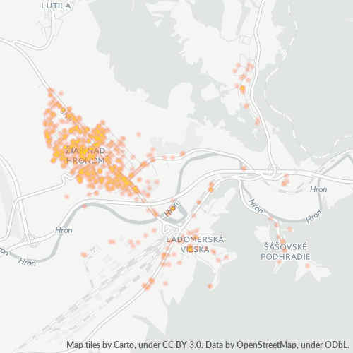 965 01 Teplotná mapa obchodnej hustoty