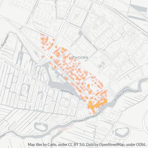 Heatmap voor postcode 1421
