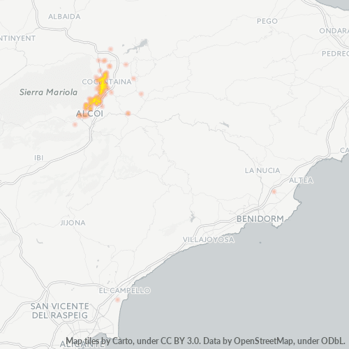 Mapa de calor para código postal 03820