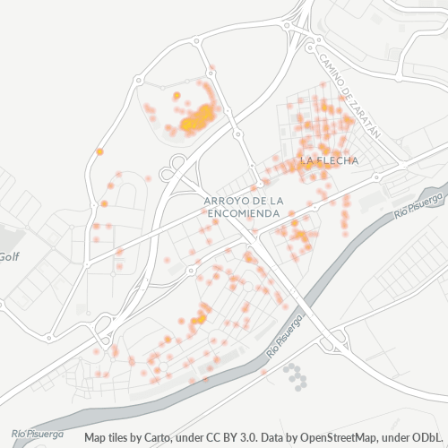 Mapa de calor para código postal 47195