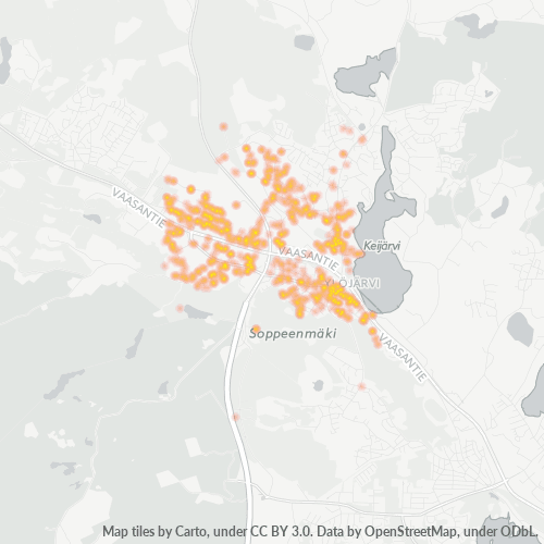 33470 Yritystiheys lämpökarttana