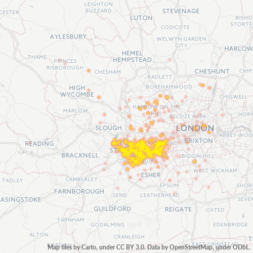 TW1 Business Density Heatmap