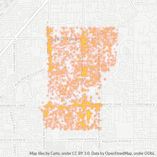 95610 Business Density Heatmap
