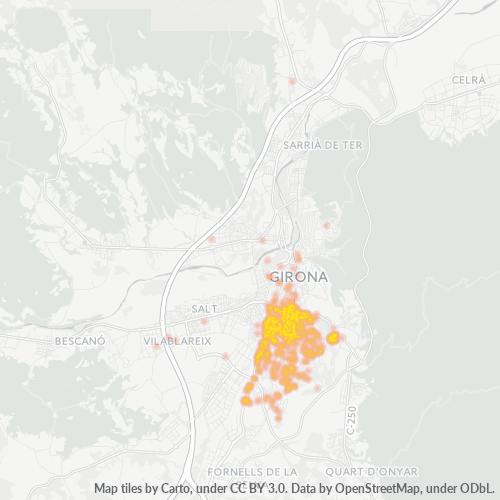 Mapa de calor para código postal 17003
